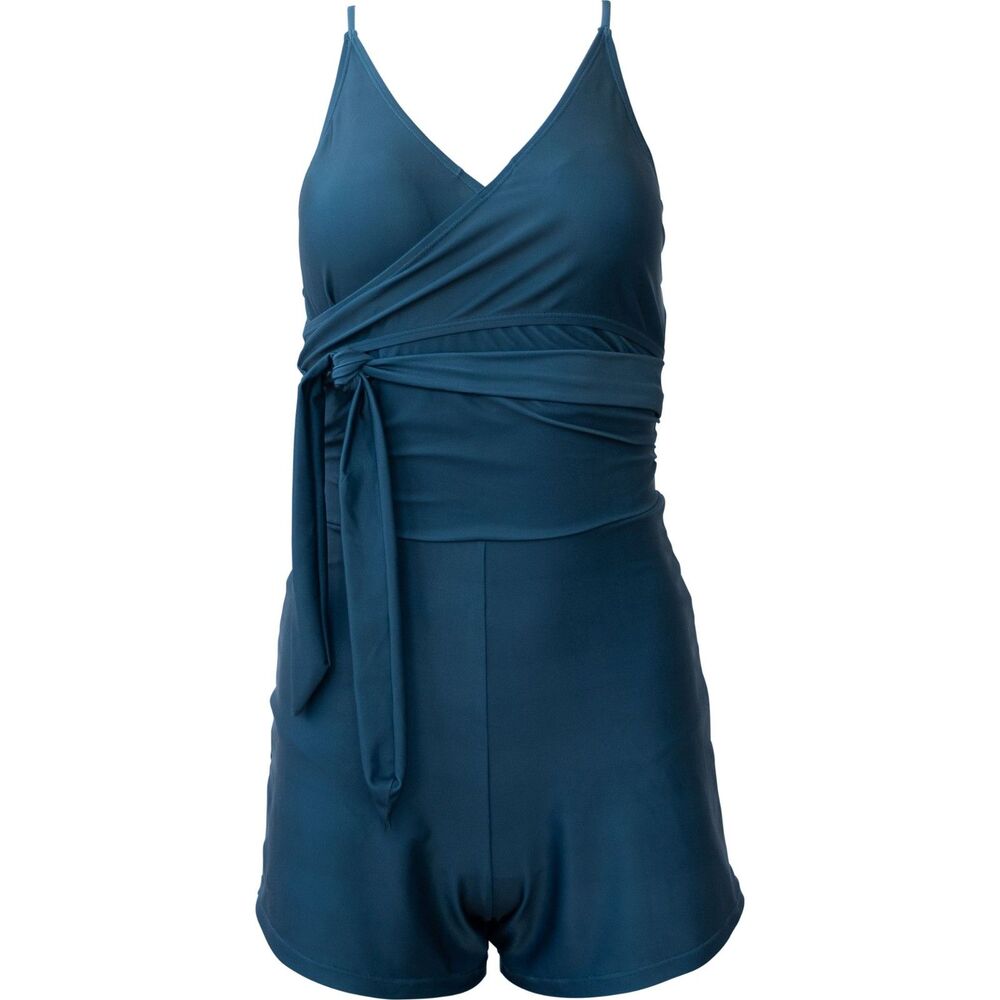 Nani Swimwear Romper One Piece Swimsuit Size M Medium Blue UPF 50 Athletic
